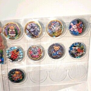 Vintage Set Of 9‎ Holographic Bears Rabbits + Pog Slammers Milkcaps Pogs